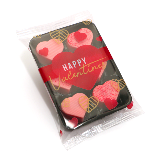 Valentines – Flow Wrapped Tray – Raspberry Heart Truffles